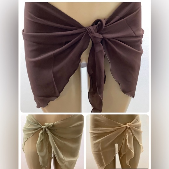 Zuliana Earth Tones Chic Sheer Sarong Wrap Skirt Bundle Of 3. New - Picture 1 of 11
